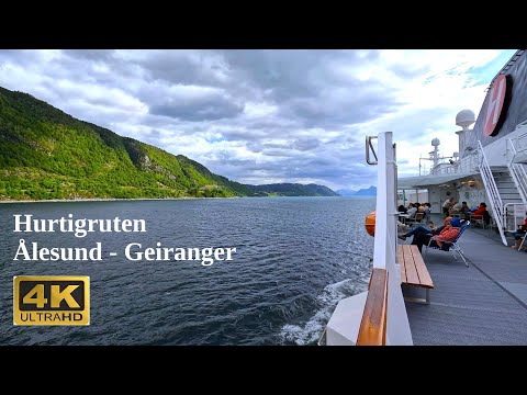 Geiranger, Norway. Hurtigruten MS Nordlys Cruise 2022 - UNESCO World Heritage Geirangerfjord 4K