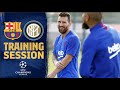 Messi and Dembélé join the group for training