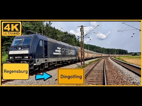 【4K】 Führerstandsmitfahrt Regensburg HBF nach Dingolfing BF über Obertraubling,Eggmühl,Landshut .