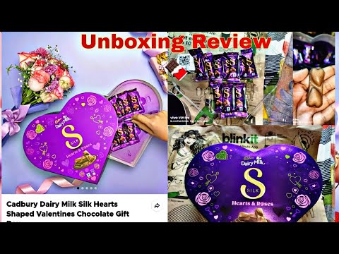 BLINKIT Cadbury Dairy Milk Silk Heart Shaped Valentine Gift Box  | Unboxing Review Video 🍫🍫🍫🍫