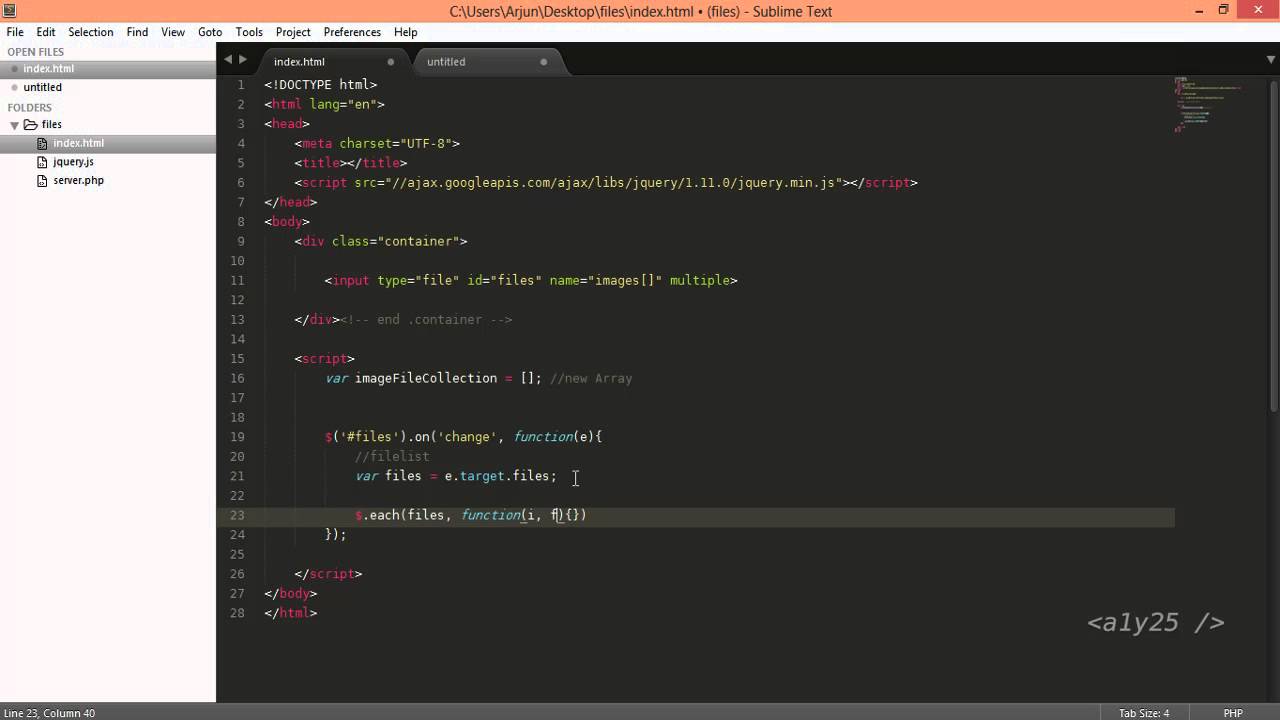 jquery - collecting multiple files in array and ajax send selected file