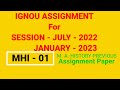 MHI 01 IGNOU ASSIGNMENT 2022 2023 M A HISTORY PREVIOUS YEAR