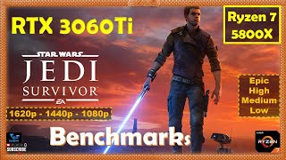 Star Wars Jedi Survivor RTX 3060Ti - 1440p - 1080p - All Settings - Performance Benchmarks