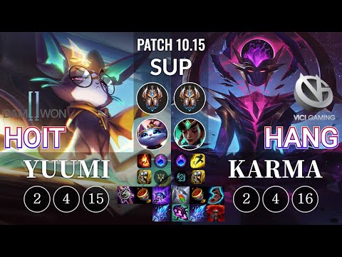 DWG Hoit Yuumi vs VG Hang Karma Sup - KR Patch 10.15