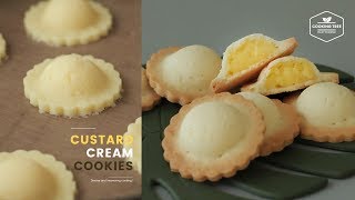 라비올리 모양✿ 슈크림 쿠키 만들기 : Custard Cream Cookies Recipe : シュークリームクッキー | Cooking tree