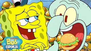 Bob Esponja | Todos os momentos do Lula Molusco com o Hambúrguer de Siri! 🍔 | 45 min | Português