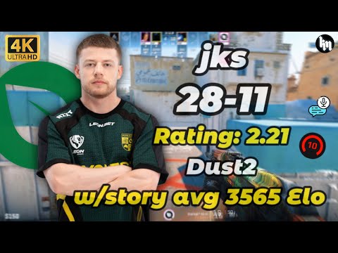 jks (28-11) w/story (Dust2) | avg 3565 Elo | Feb 2, 2026 #cs2 #flyquest #jks