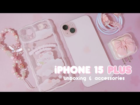 iPhone 15 Plus Pink 256GB 🌷📱unboxing, accessories, setup, pastel aesthetic