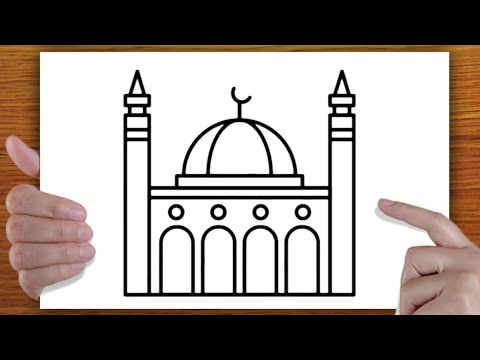 Dessin facile | comment dessiner une mosquée facilement | facile à dessiner | Dessin kawaii