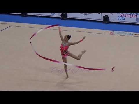 Laura ZENG (USA) ribbon - 2015 Stuttgart worlds Qualifs