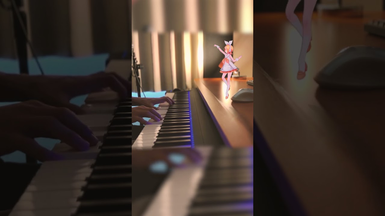 リンちゃんと一緒にピアノ弾いてみた♪ネガイボシ / 市瀬るぽ feat.鏡音リン #vocaloid #弾いてみた #mmd #kagaminerin #shorts