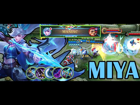 MANIAC!! 26 Kills Miya Gold Lane Gameplay - Build Top 1 Global Miya ~ MLBB