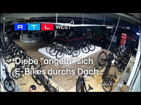 Spektakulärer Diebstahl in Olpe: Diebe "angeln" sich E-Bikes durchs Dach | RTL WEST, 06.06.2024