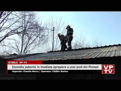 Incendiu puternic în imediata apropiere a unei școli din Ploiești
