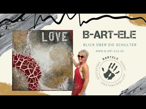 Blick über die Schulter / Bild mit Crackle Paste, Marmormehl, Acryl-Mixed-Media, Gold und viel Liebe