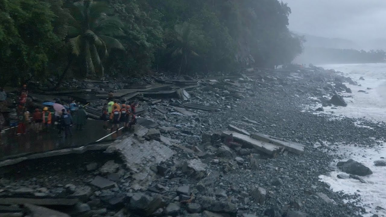 Drone Footage Destroyed Philippines Highway From Typhoon Storm Surge