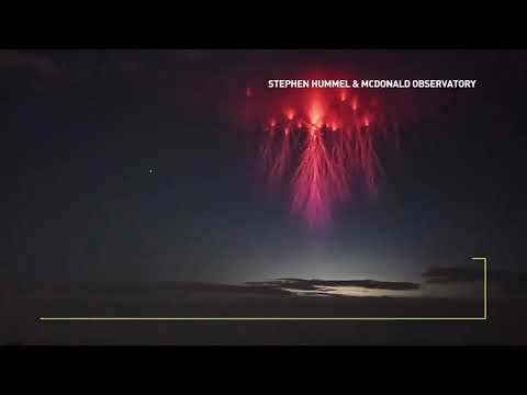 Rare Jellyfish shaped 'sprites' captured in the night sky over Texas