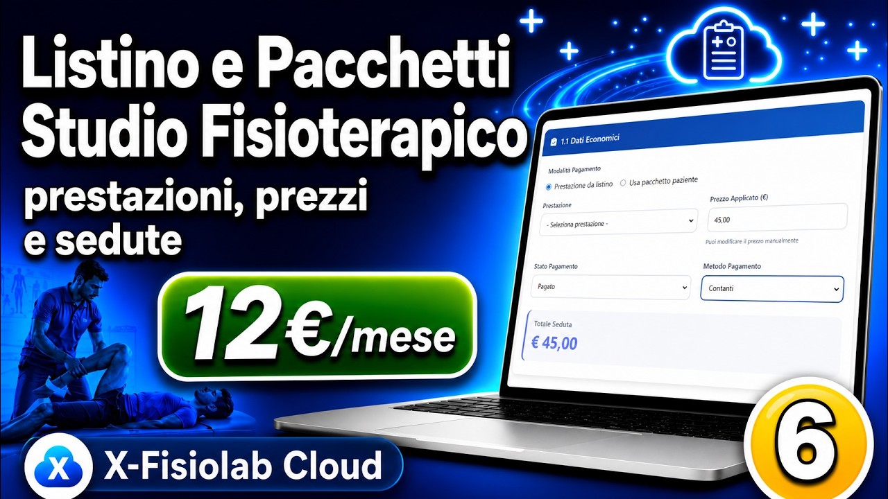 Listino e Pacchetti per Studio Fisioterapico prestazioni prezzi e sedute X-Fisiolab Cloud
