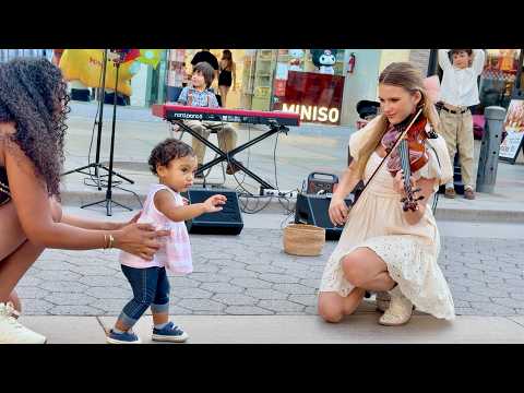 10-Month-Old Baby JOINS my violin street performance
