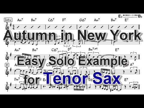Autumn in New York - Easy Solo Example for Tenor Sax