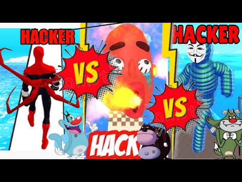 Sandwich Run Hacker vs Rope Man Run Hacker vs Superhero Run Hacker All Level Gameplay Android iOS SK