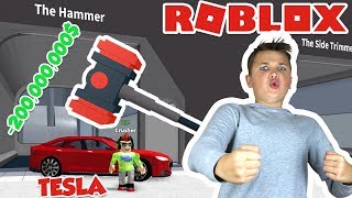 CRUSHING MY TESLA WITH A GIANT HAMMER in ROBLOX CA