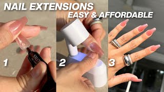 HOW TO DO SALON X-TEND GEL NAIL EXTENSIONS LIKE A PRO (AT HOME) *EASY AND AFFORDABLE*