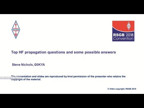 RSGB 2018 Convention lecture:  The top HF propagation questions - and some possible answers