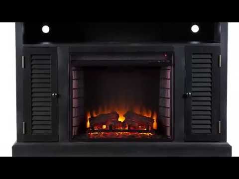 Southern Enterprises Antebellum Electric Fireplace Media Console - Black/Walnut Video