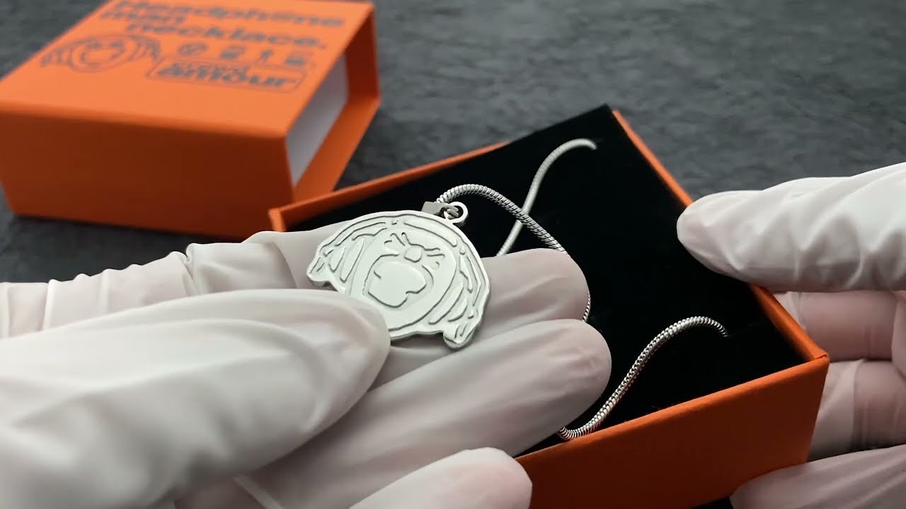 3806 - Stainless Steel Embossed Logo Box Headphone Charm/Necklace