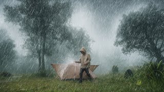 🌧️ LONGEST THUNDERSTROM I Ever Faced ⛺ Rainstorm Camping for Relaxing🌪️