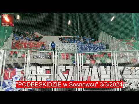 "ULTRAS PODBESKIDZIE" - oprawa, piro Podbeskidzia w Sosnowcu (3/3/2024)