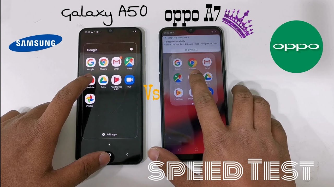 Oppo A7 vs Samsung galaxy A50 Speed test