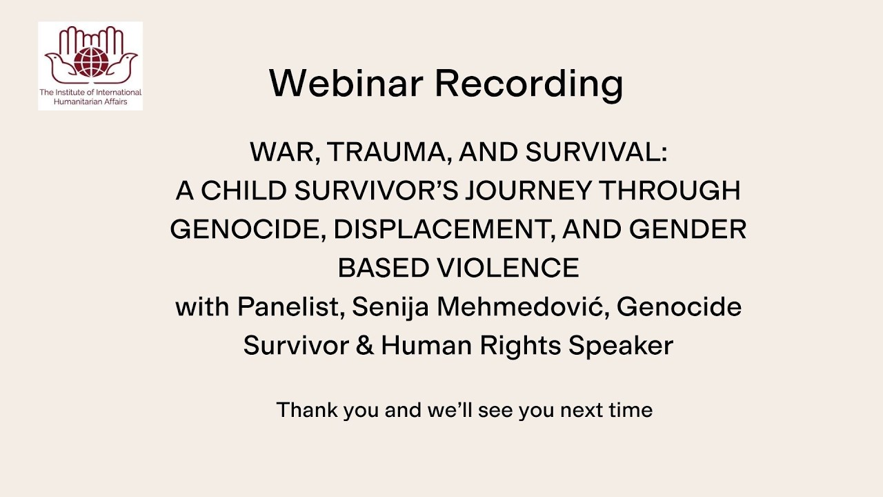 WEBINAR RECORDING: War, Trauma, and Survival: A Child Survivor's Journey