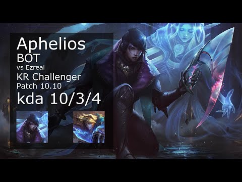 Aphelios ADC vs Ezreal - KR Challenger 10/3/4 Patch 10.10 Gameplay
