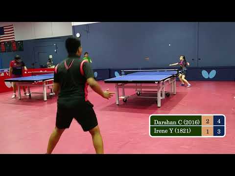 Darshan Chalise (2016) vs #5 U12 Girls Irene Yeoh (1821) - Bay Area Championship at TTA on 6-5-2022