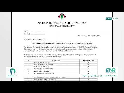 NDC Closes Nomination as 137 Aspirants Eye 14 National Executive Positions
