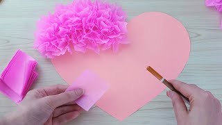 Super Easy Tissue Paper Heart Making - Amazing Valentine's Day Craft Ideas - Home Decoration - DIY