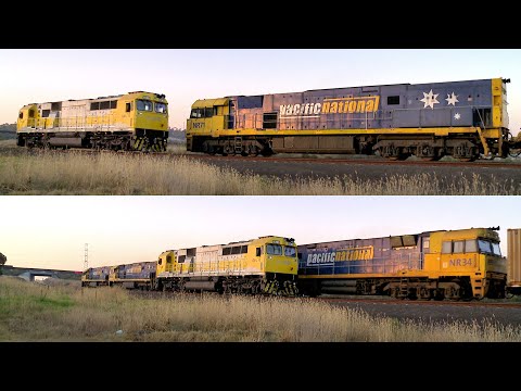 7MP5 Pacific National Container Train Crosses QUBE GML10 (2/2/2019) - PoathTV Australian Railways