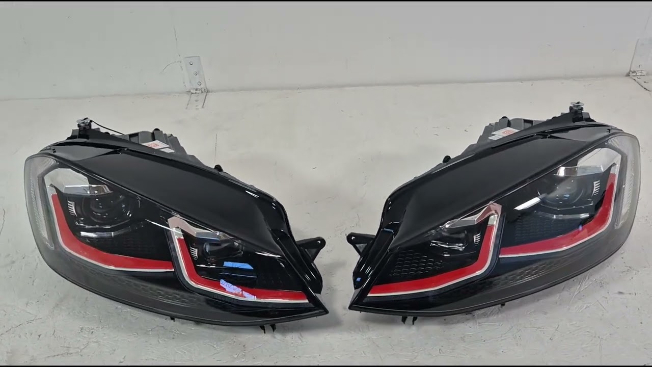 Volkswagen Golf 7/E-Golf 2012-2020 Front Headlights Red (2017-2020, 2 pcs) Video 1