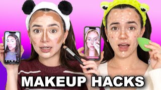 Testing Out Tik Tok Makeup Hacks - Merrell Twins