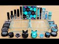 Black Vs Teal Mixing Makeup Eyeshadow Into Slime ASMR