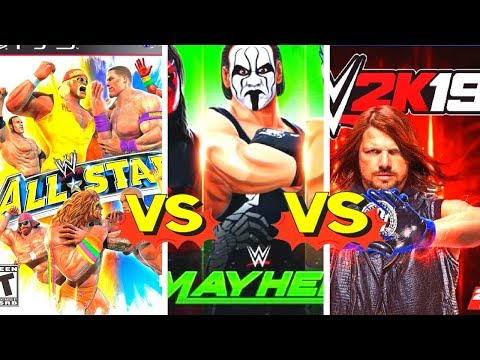 WWE MAYHEM Finishers VS  WWE All Stars Finishers VS WWE 2K19 Finishers Comparison😍👍👏
