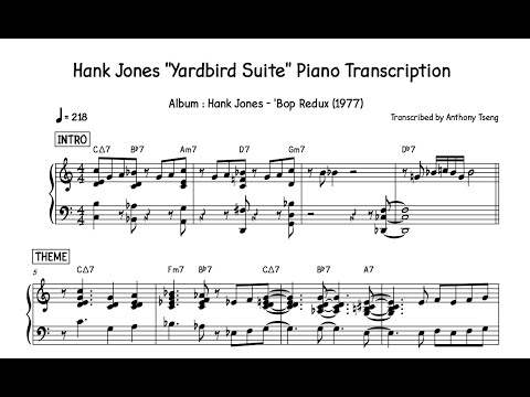 Hank Jones "Yardbird Suite" Piano Transcription