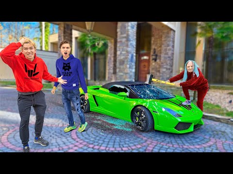 HID MY LAMBORGHINI at CARTER SHARER'S HOUSE TO STOP SCARY OLD LADY!!