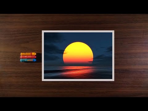 Easy Cloudy Sunset Sky Seascape | Realistic Oil Pastels Drawing for beginners | Art Artistry