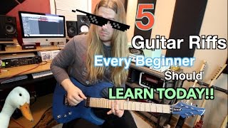 5 Easy Guitar Riffs Every Beginner Should Learn TODAY!! ( WIth Tabs)