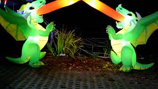 Kalolary 14 FT Halloween Aufblasbare Torbogen Außendekorationen Blow Up Hof Feuerspeiender Drachenbo