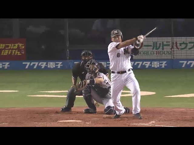 4回表 マリーンズ井口が反撃のタイムリー2塁打を放ち1点差に詰め寄る!! 2014/6/3 M-D