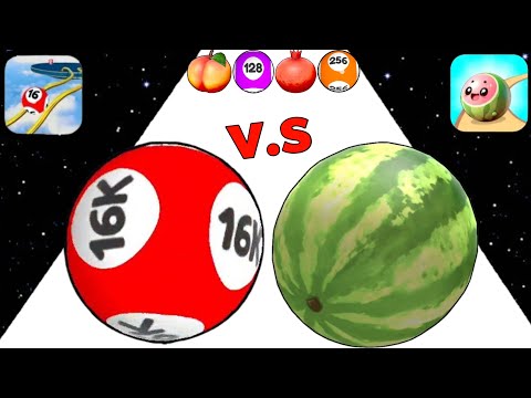 Fruit Run 3D vs Rolling Doubles 2048 3D - Watermelon ASMR Gameplay (Level Up Marble Rall Ball 2048)